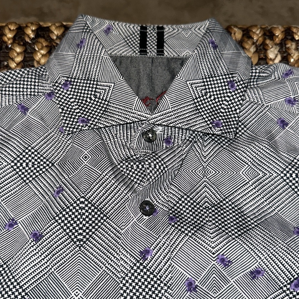 ROBERT GRAHAM Highland Long Sleeve Shirt Reverse Cuff Tailored Fit (M2)